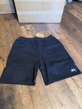 Black Athletic Shorts Casual Streetwear Sweat Shorts Elastic Waist Unisex